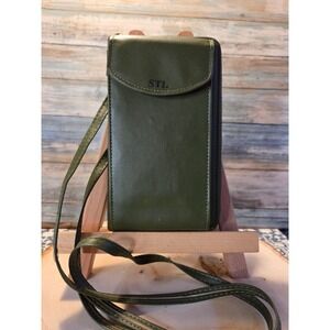 Olive Green Leather Clutch  Crossbody Phone Bag Selena The Label (STL) Brand